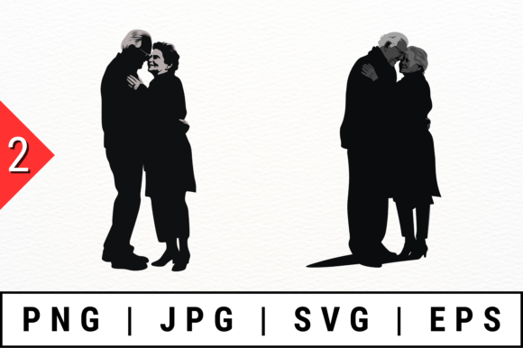2 Elderly Couple Silhouettes Vector Set for Crafts and Graphics