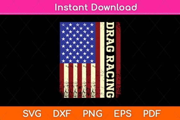 American Flag Drag Racing Funny Racing Graphics for Crafts and Marketing