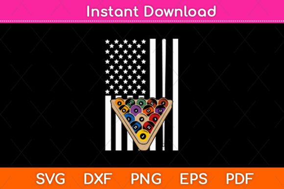 Billiard Stick Ball Pool American Flag Graphics for Crafts & Branding