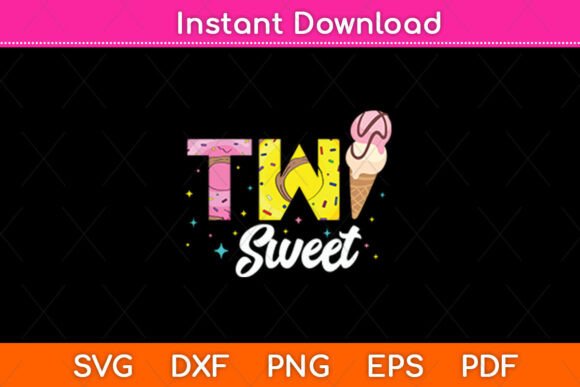 Funny Kids Two Sweet Ice Cream Birthday – A Versatile SVG Design for Crafts & Graphics