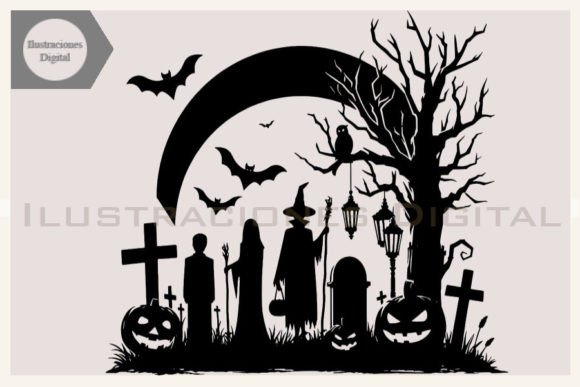 Halloween Haunted Family Vector Clipart: A Graphic Design Asset for Local Business Crafts