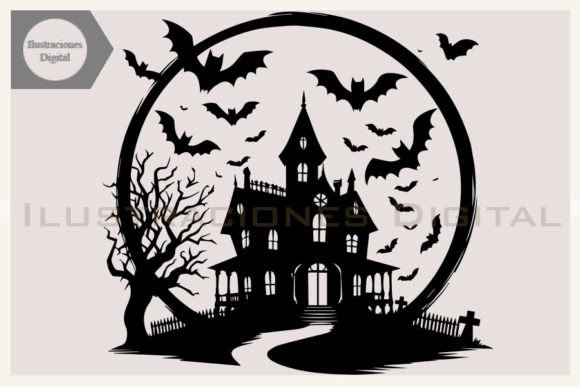 Halloween Haunted House Vector Clipart for Crafts and Graphics