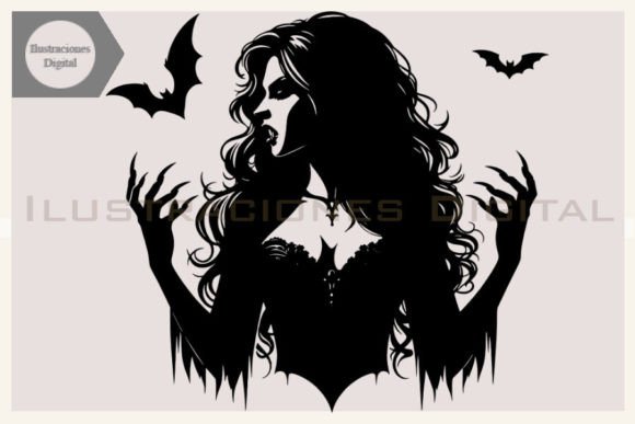 Halloween Lady Vampire Vector Clipart: A Bold Graphic Design Asset for Crafts and Marketing