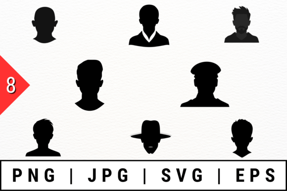 Male Silhouette Heads Vector Art: A Graphic Design Asset for Crafts and Creative Projects